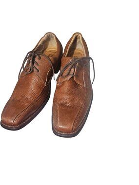 Johnston & Murphy Mens Brown Leather Lace-Up Dress Shoes Size 10M E4 Made In Bra